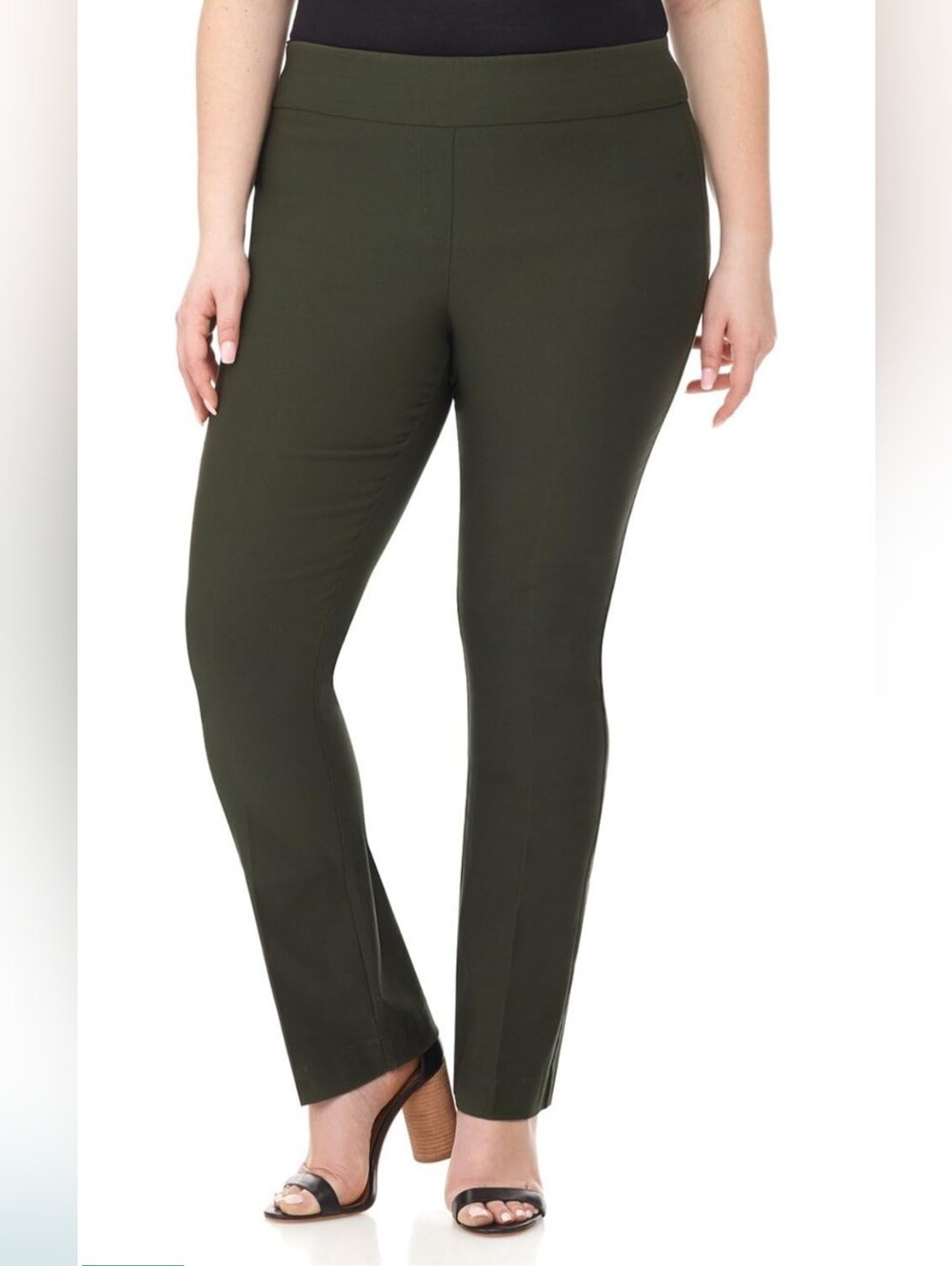 Olive Green Pull-On Slim Leg Pants